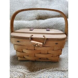 Longaberger Basket Handwoven 1995 Small Wooden Purse Basket Collectible